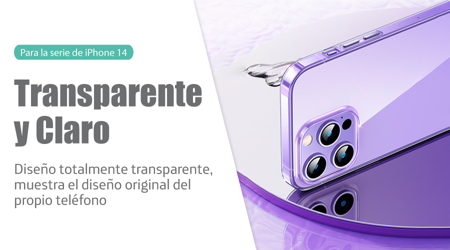 Case iPhone 14 Max 6.7″ con soporte transparente (2 camaras) – USAMS PERÚ