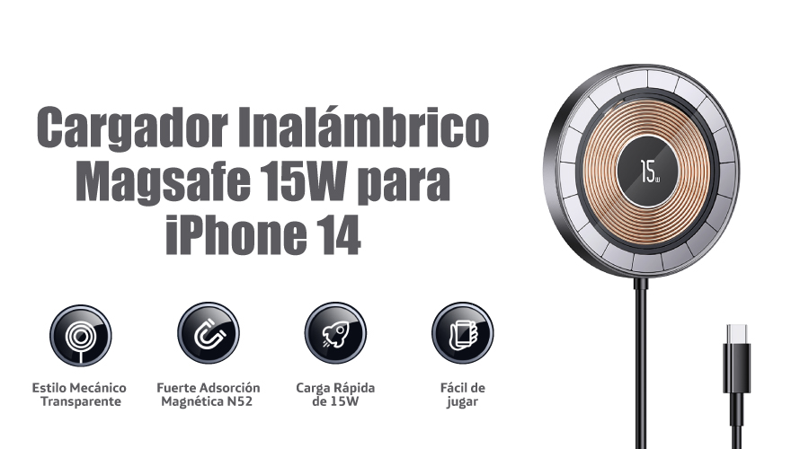 Cargador Magnético Inalámbrico con MagSafe VENTEV de 15W 1 Metro - Gri –  Mac Center Peru
